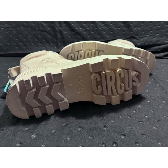 Circus By Sam Edelman Womens Cream Ankle Boots Size 9.5 With Chunky Sole & Lace- - Picture 5 of 7